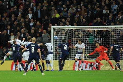 6th November 2018, Wembley Stadium, London England; UEFA Champions League football, Tottenham Hotspur versus PSV Eindhoven; Luuk de Jong of PSV Eindhoven scores with a header in the 2nd minute for 0-1  ActionPlus12076848 ShaunxBrooks