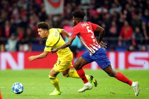 Jadon Sancho Borussia Dortmund 7 Thomas Atletico Madrid 5 Atletico Madrid vs. Borussia Dortmund Football Champions League Group Phase 06 11 2018 Atletico Madrid vs. Borussia Dortmund Football Champions League Group Phase 06 11 2018 Madrid Copyright: xLanger Eibner-Pressefotox EP_HLR