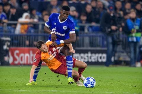 Breel Embolo FC Schalke 04 36 foult Martin Linnes Galatasary Istanbul 14 at the Champions League match between FC Schalke 04 and Galatasaray Istanbul on 06 11 2018 FC Schalke 04 vs. Galatasaray Istanbul Champions League Group Phase 06 11 2018 Gelsenkirchen Copyright: xSchuelerx xEibnerx-xPressefotox EP_EER