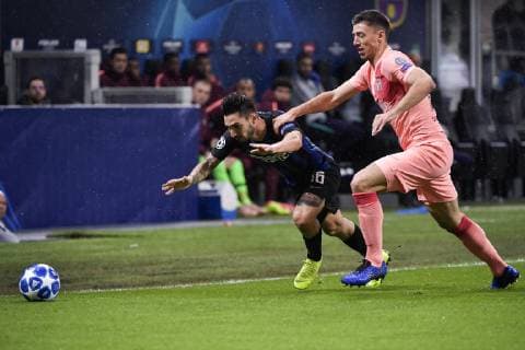 Fußball, CL, Inter Mailand - FC Barcelona Photo LaPresse Marco Alpozzi November 06, 2018 Milano (Italy) soccer Inter FC vs FC Barcellona - Champions League group stage - Group b - Giuseppe Meazza Stadium In the pic: Matteo Politano (Inter F.C.)Arthur FC Barcelona Barca ;  Copyright: xMarcoxAlpozzi LaPresse LaPresse x