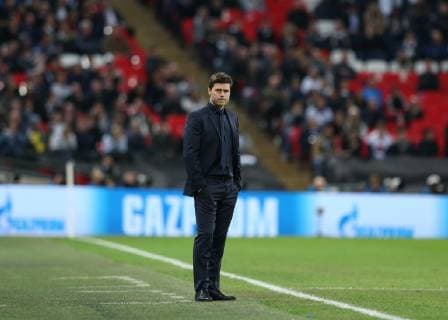 6th November 2018, Wembley Stadium, London England; UEFA Champions League football, Tottenham Hotspur versus PSV Eindhoven; Tottenham Hotspur Manager Mauricio Pochettino looks pensive  ActionPlus12076877 JohnxPatrickxFletcher