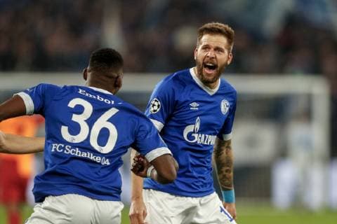 06 11 2018 Football Season 2018 2019 Champions League 4 Matchday FC Schalke 04 Galatasaray Istanbul v l Breel EMBOLO FC Schalke 04 Guido BURGSTALLER FC Schalke 04 Gelsenkirchen Veltins Arena Deutschland