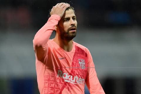 Gerard Pique of Barcelona reacts during the Uefa Champions League 2018 2019 Group B football match between Internazionale and Barcelona in San Siro stadium, Milano, November, 06, 2018 Foto Andrea Staccioli Insidefoto andreaxstaccioli