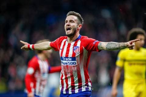 November 6, 2018 - Madrid, MADRID, SPAIN - Saul of Atletico de Madrid celebrates the goal during the UEFA Champions League football match between Atletico de Madrid and Borussia Dormund on November 06th, 2018 at Estadio Wanda Metropolitano in Madrid, Spain. Soccer: Champions League - At. Madrid v Borussia Dormund - ZUMAa181 20181106_zaa_a181_356 Copyright: xAFP7x