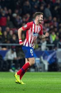 Atletico Madrid s Saul Niguez jubilates a goal during a UEFA Champions League group A soccer match between Atletico Madrid and Borussia Dormund at Wanda Metropolitano stadium in Madrid, Spain, 6 November 2018. Atletico Madrid vs Borussia Dortmund !ACHTUNG: NUR REDAKTIONELLE NUTZUNG!  Copyright: xRodrigoxJimenezx GRAF3128 20181106-636771388006113615