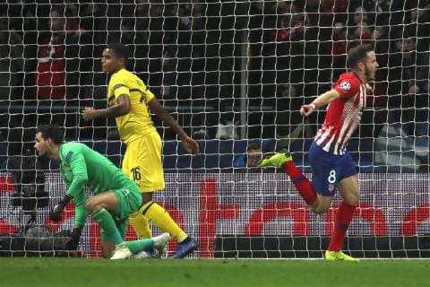 Atletico Madrid s Saul Niguez (R) jubilates a goal during a UEFA Champions League group A soccer match between Atletico Madrid and Borussia Dormund at Wanda Metropolitano stadium in Madrid, Spain, 6 November 2018. Atletico Madrid vs Borussia Dortmund !ACHTUNG: NUR REDAKTIONELLE NUTZUNG!  Copyright: xRodrigoxJimenezx GRAF3132 20181106-636771388017363481