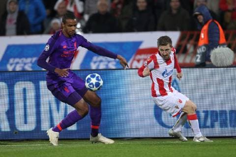 MARKO MARIN of Crvena zvezda during UEFA Champions league match against Liverpool at Rajko Mitic stadium, Beograd 06.11.2018 MarkoxMetlas 