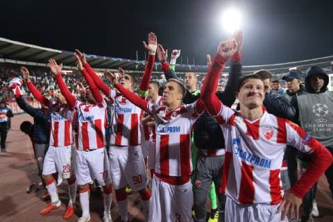 SLAVOLJUB SRNIC , BRANKO JOVICIC of Crvena zvezda during UEFA Champions league match against Liverpool at Rajko Mitic stadium, Beograd 06.11.2018 MarkoxMetlas 
