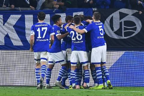 Football Champions League Group Phase 4 Matchday FC Schalke 04 Galatasaray Istanbul on 06 11 2018 in the Veltins Arena in Gelsenkirchen Goal celebration to 2 0 by Mark Uth Schalke DFL Regulations prohibit any use of photographs as image sequences and or quasi video xRx