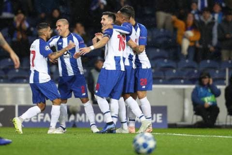 November 6, 2018 - Porto, Porto, Portugal - Porto s Mexican midfielder Hector Herrera (C) celebrates after scoring a goal during the UEFA Champions League, match between FC Porto and FC Lokomotiv Moscow, at Dragao Stadium in Porto on November 6, 2018 in Porto, Portugal. FC Porto v FC Lokomotiv Moscow - UEFA Champions League Group D  - ZUMAn230 20181106_zaa_n230_321 Copyright: xDpix