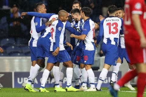 November 6, 2018 - Porto, Porto, Portugal - Porto s Mexican midfielder Hector Herrera (C) celebrates after scoring a goal during the UEFA Champions League, match between FC Porto and FC Lokomotiv Moscow, at Dragao Stadium in Porto on November 6, 2018 in Porto, Portugal. FC Porto v FC Lokomotiv Moscow - UEFA Champions League Group D  - ZUMAn230 20181106_zaa_n230_325 Copyright: xDpix