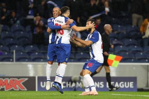 November 6, 2018 - Porto, Porto, Portugal - Porto s Mexican midfielder Hector Herrera (C) celebrates after scoring a goal during the UEFA Champions League, match between FC Porto and FC Lokomotiv Moscow, at Dragao Stadium in Porto on November 6, 2018 in Porto, Portugal. FC Porto v FC Lokomotiv Moscow - UEFA Champions League Group D  - ZUMAn230 20181106_zaa_n230_323 Copyright: xDpix