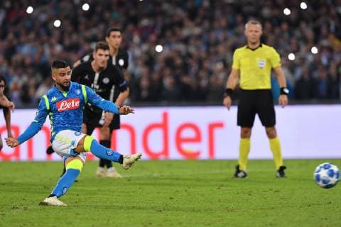 Fußball, CL, SSC Neapel - Paris St. Germain Sport Bilder des Tages Fußball, CL, SSC Neapel - Paris St. Germain Photo Cafaro LaPresse November 6, 2018 Naples, Italy soccer SSC Napoli vs Paris Saint-Germain - UEFA Champions League 2018 19 season Group C matchday 4 - San Paolo stadium. In the pic: Lorenzo Insigne (SSC Napoli) scores the 1-1 goal.  Copyright: xCafaro LaPressex