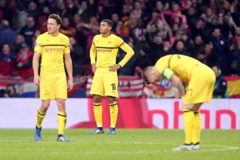 Thomas Delaney Borussia Dortmund 6 Manuel Akanji Borussia Dortmund 16 Marco Reus Borussia Dortmund 11 after 2 0 Atletico Madrid vs. Borussia Dortmund Football Champions League Group Phase 06 11 2018 Atletico Madrid vs. Borussia Dortmund Football Champions League Group Phase 06 11 2018 Madrid Copyright: xLanger Eibner-Pressefotox EP_HLR
