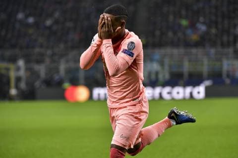 Photo LaPresse Marco Alpozzi November 06, 2018 Milano (Italy) soccer Inter FC vs FC Barcellona - Champions League group stage - Group b - Giuseppe Meazza Stadium In the pic:Malcom FC Barcelona Barca ; celebrating goal  Copyright: xMarcoxAlpozzi LaPresse LaPresse x
