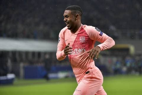 Photo LaPresse Marco Alpozzi November 06, 2018 Milano (Italy) soccer Inter FC vs FC Barcellona - Champions League group stage - Group b - Giuseppe Meazza Stadium In the pic:Malcom FC Barcelona Barca ; celebrating goal  Copyright: xMarcoxAlpozzi LaPresse LaPresse x