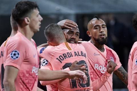 Photo LaPresse Marco Alpozzi November 06, 2018 Milano (Italy) soccer Inter FC vs FC Barcellona - Champions League group stage - Group b - Giuseppe Meazza Stadium In the pic:Malcom FC Barcelona Barca ; celebrating goal  Copyright: xMarcoxAlpozzi LaPresse LaPresse x