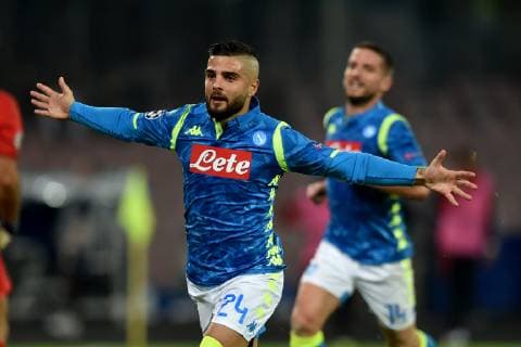 Fußball, CL, SSC Neapel - Paris St. Germain Sport Bilder des Tages Celebration after Goal on penalty of Lorenzo Insigne Napoli. Napoli 06-11-2018 Stadio San Paolo Football Calcio UEFA Champions League 2018 2019 Group C Napoli - Paris Saint Germain Foto Antonietta Baldassarre Insidefoto AntoxBaldassarre