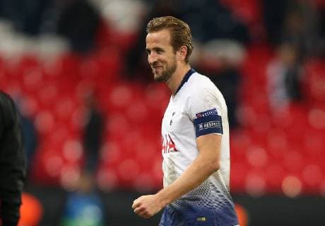 Harry Kane of Tottenham smiles as walks off the pitch during the UEFA Champions league Group B match at Wembley Stadium, London. Picture date 6th November 2018. Picture credit should read: Nigel French Sportimage EDITORIAL USE ONLY. No use with unauthorised audio, video, data, fixture lists, club league logos or live services. Online in-match use limited to 120 images, no video emulation. No use in betting, games or single club league player publications.
