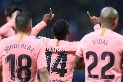Fußball, CL, Inter Mailand - FC Barcelona Mg Milano 06 11 2018 - Champions League Inter-Barcellona foto Matteo Gribaudi Image nella foto: esultanza gol Malcom 