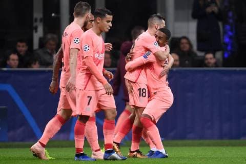 Fußball, CL, Inter Mailand - FC Barcelona Malcom of Barcelona celebrates after scoring a goal during the Uefa Champions League 2018 2019 Group B football match between Internazionale and Barcelona in San Siro stadium, Milano, November, 06, 2018 Foto Andrea Staccioli Insidefoto andreaxstaccioli