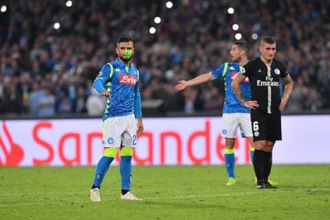 Fußball, CL, SSC Neapel - Paris St. Germain Photo Cafaro LaPresse November 6, 2018 Naples, Italy soccer SSC Napoli vs Paris Saint-Germain - UEFA Champions League 2018 19 season Group C matchday 4 - San Paolo stadium. In the pic: Lorenzo Insigne (SSC Napoli) gets angry.  Copyright: xCafaro LaPressex