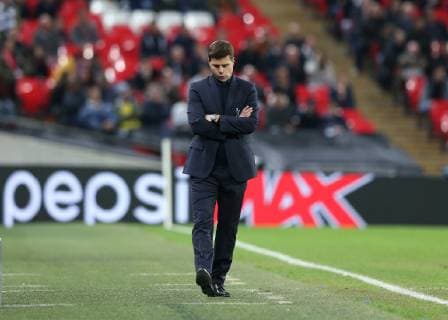 6th November 2018, Wembley Stadium, London England; UEFA Champions League football, Tottenham Hotspur versus PSV Eindhoven; Tottenham Hotspur Manager Mauricio Pochettino deep in thought while walking along the touchline  ActionPlus12076978 JohnxPatrickxFletcher