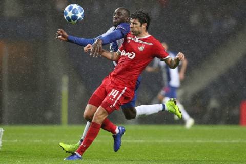 November 6, 2018 - Porto, Porto, Portugal - Porto s Malian forward Moussa Marega (L) vies with Vedran Corluka defender of FC Lokomotiv Moscow (R) during the UEFA Champions League, match between FC Porto and FC Lokomotiv Moscow, at Dragao Stadium in Porto on November 6, 2018 in Porto, Portugal. FC Porto v Lokomotiv Moscow - UEFA Champions  - ZUMAn230 20181106_zaa_n230_495 Copyright: xDpix