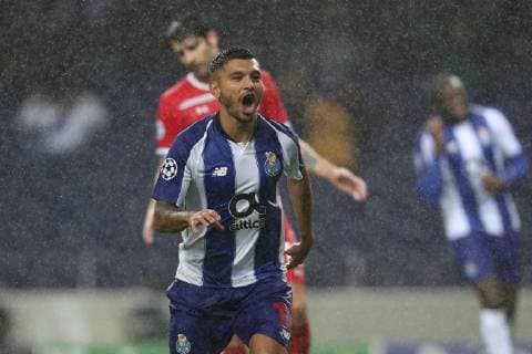 November 6, 2018 - Porto, Porto, Portugal - Porto s Mexican forward Jesus Corona celebrates after scoring a goal during the UEFA Champions League, match between FC Porto and FC Lokomotiv Moscow, at Dragao Stadium in Porto on November 6, 2018 in Porto, Portugal. FC Porto v Lokomotiv Moscow - UEFA Champions  - ZUMAn230 20181106_zaa_n230_503 Copyright: xDpix