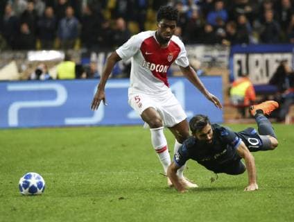 (181107) -- FONTVIEILLE, Nov. 7, 2018 -- Rezaei Kaveh (R) of Brugge vies with Jemerson of Monaco during the UEFA Champions League group A match between Monaco and Club Brugge in Fontvieille, Monaco on Nov. 6, 2018. Brugge won 4-0. ) (SP)MONACO-FONTVIEILLE-FOOTBALL-UEFA CHAMPIONS LEAGUE-MONACO VS BRUGGE SergexHaouzi 