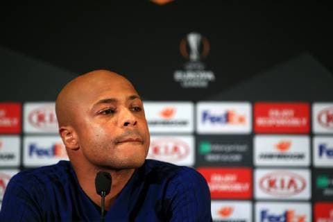 Fenerbahce Football Team player Andre Ayew gives a press conference PK Pressekonferenz on the eve of the team s a day before their UEFA Europa League match against Anderlecht on November 07 , 2018 in Istanbul , Turkey. 
