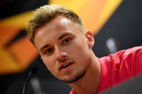 SOCCER - UEFA EL, Rosenborg vs RBS TRONDHEIM,NORWAY,07.NOV.18 - SOCCER - UEFA Europa League, group stage, Rosenborg BK vs Red Bull Salzburg, preview, press conference PK Pressekonferenz RBS. Image shows Fredrik Gulbrandsen (RBS). GEPAxpictures xFlorianxErtl