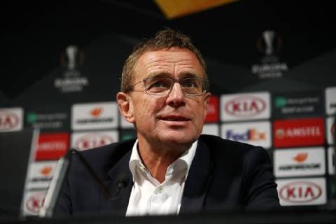 RB Leipzig PK Football Euro League Glasgow 07 11 2018 Celtic Park Football UEFA Europa League PK the day before the match Celtic FC Glasgow SCO vs RB Leipzig GER In the picture Ralf Rangnick RB Leipzig Head coach and sports director