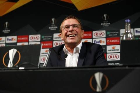 RB Leipzig PK Football Euro League Glasgow 07 11 2018 Celtic Park Football UEFA Europa League PK the day before the match Celtic FC Glasgow SCO vs RB Leipzig GER In the picture Ralf Rangnick RB Leipzig Head coach and sports director