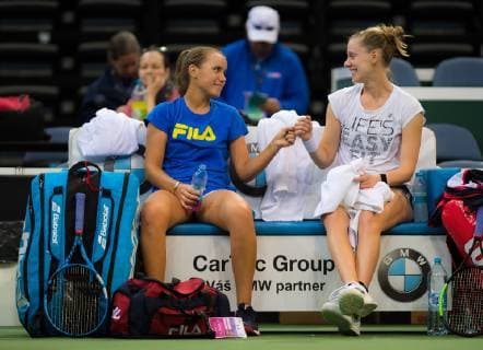 November 7, 2018 - Prague, Czech Republic - Sofia Kenin & Alison Riske of the United States during practice ahead of the 2018 Fed Cup Final between the Czech Republic and the United States of America 2018 Fed Cup Final - 7 Nov - ZUMAa181 20181107_zaa_a181_039 Copyright: xAFP7x
