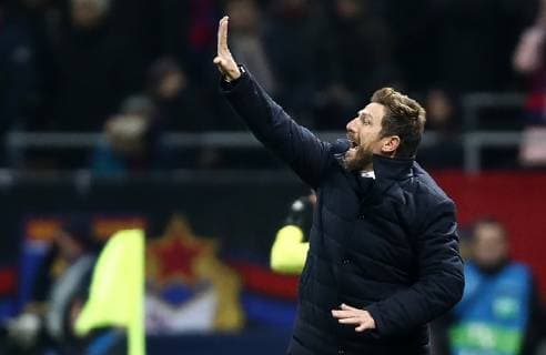 MOSCOW, RUSSIA â€“ NOVEMBER 7, 2018: AS Roma head coach Eusebio Di Francesco in their 2018 19 UEFA Champions League Group G Round 4 football match against CSKA Moscow at Luzhniki Stadium. Valery Sharifulin TASS  TS0969B8