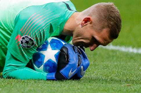 MOSCOW, RUSSIA â€“ NOVEMBER 7, 2018: AS Roma goalkeeper Robin Olsen makes a save in their 2018 19 UEFA Champions League Group G Round 4 football match against CSKA Moscow at Luzhniki Stadium. Mikhail Japaridze TASS  TS0969BA