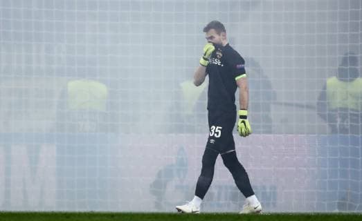 MOSCOW, RUSSIA â€“ NOVEMBER 7, 2018: CSKA Moscow goalkeeper Igor Akinfeev in their 2018 19 UEFA Champions League Group G Round 4 football match against AS Roma at Luzhniki Stadium; AS Roma won 2-1. Valery Sharifulin TASS  TS0969FA