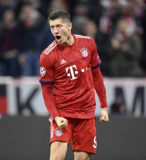 07 11 2018 Football UEFA Champions League 2018 2019 Group stage 4 matchday FC Bayern Munich AEK Athens at Allianz Arena Munich Goal celebration by Robert Lewandowski FC Bayern Munich DFL and DFB regulations prohibit any use of photographs as image sequences and or quasi video