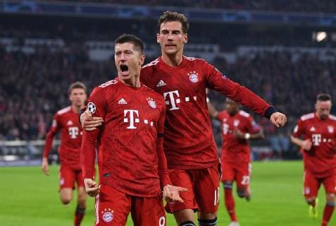 FOOTBALL CHAMPIONS LEAGUE SAISON 2018 2019 2019 GRUPPENPHASE FC Bayern Muenchen AEK Athens 07 11 2018 Leon Goretzka re and Robert Lewandowski left both FC Bayern Muenchen cheer the goal to 1-0