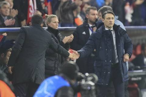 07 11 2018 Football UEFA Champions League 2018 2019 Group stage 4 matchday FC Bayern Munich AEK Athens at Allianz Arena Munich Shakehands v li Sports Director Hasan Salihamidzic Bayern Munich with coach Niko Kovac FC Bayern Munich DFL and DFB regulations prohibit any use of photographs as image sequences and or quasi video