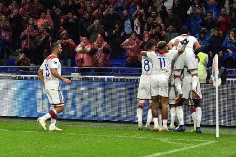 Joie de Nabil Fekir (lyon) et de sse coequipiers FOOTBALL : Lyon vs Hoffenheim - Phase de groupes - Ligue des Champions - 07 11 2018 FredericChambert Panoramic 