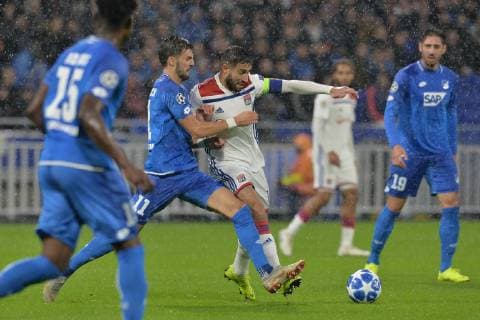 Nabil Fekir (lyon) vs Florian Grillitsch (hoffenheim) FOOTBALL : Lyon vs Hoffenheim - Phase de groupes - Ligue des Champions - 07 11 2018 FredericChambert Panoramic 