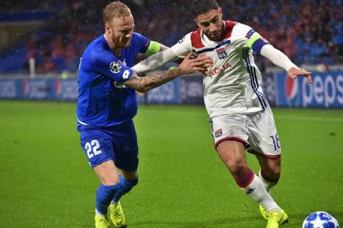 Joie de Nabil Fekir (lyon) Kevin Vogt (hoffenheim) FOOTBALL : Lyon vs Hoffenheim - Phase de groupes - Ligue des Champions - 07 11 2018 FredericChambert Panoramic 