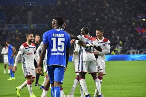 Joie de Ferland Mendy (lyon) et de ses coequipiers FOOTBALL : Lyon vs Hoffenheim - Phase de groupes - Ligue des Champions - 07 11 2018 FredericChambert Panoramic 