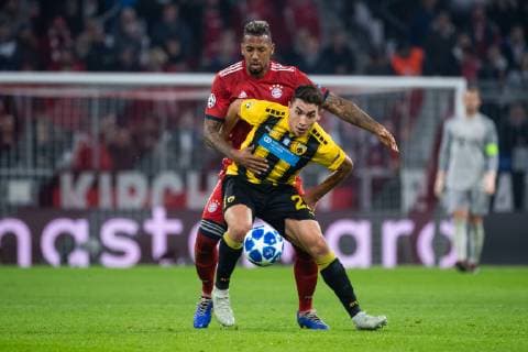 07 11 2018 xkvx Football UEFA Champions League FC Bayern Munich AEK Athens emspor v l Jerome Boateng FCB FC Bayern Munich Ezequiel Ponce AEK Athens DFL DFB REGULATIONS PROHIBIT ANY USE OF PHOTOGRAPHS as IMAGE SEQUENCES and or QUASI VIDEO Munich
