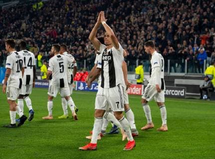 Juventus v Manchester United ManU UEFA Champions League Cristiano Ronaldo of Juventus celebrates after scoring his team s 1st goal to make it 1-0 during the UEFA Champions League match at Juventus Stadium, Turin Content Not Available For UK Newspapers Copyright: xRussellxHartx FIL-12512-0027