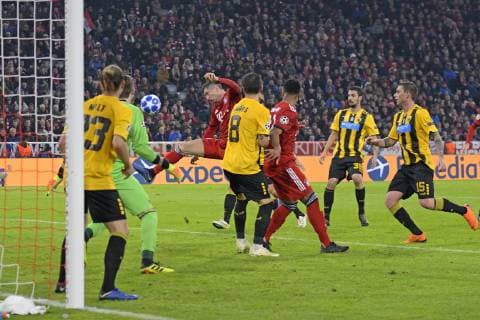 07 11 2018 Football UEFA Champions League 2018 2019 Group Phase 4 Matchday FC Bayern Munich AEK Athens at Allianz Arena Munich Goalscoring to 2 0 by Robert Lewandowski middle FC Bayern Munich DFL and DFB regulations prohibit any use of photographs as image sequences and or quasi video
