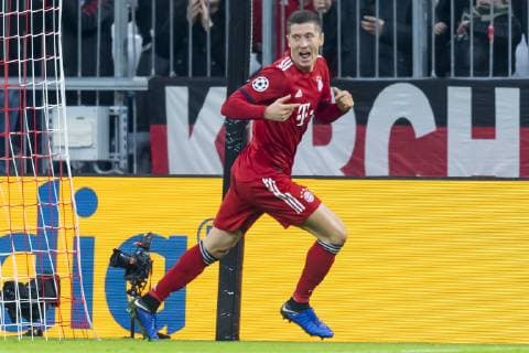 GER UEFA CL FC Bayern Muenchen GER vs AEK Athens GRC 07 11 2018 Allianz Arena Muenchen GER UEFA CL FC Bayern Muenchen GER vs AEK Athens GRC Group E UEFA regulations prohibit any use of photographs as image sequences and or quasi video in picture Cheers after the goal to the 2 0 by Robert Lewandowski FCB 9 nordphotox xStraubmeier nph00004