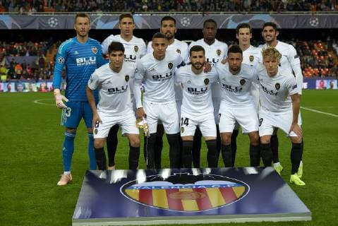 November 7, 2018 - Valencia, Spain - Line up Valencia CF during the Group H match of the UEFA Champions League between Valencia and Young Boys at Mestalla Stadium, Valencia on November 07 of 2018. Valencia v Young Boys - Uefa Champions League  - ZUMAn230 20181107_zaa_n230_554 Copyright: xJosexBretonx